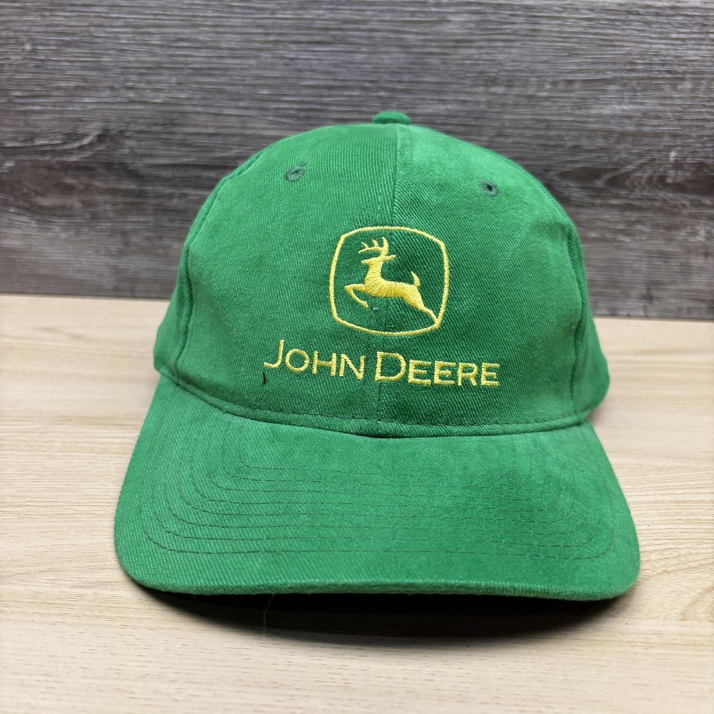 John Deere Hat Cap Baseball Snap Back Green Yellow Logo Mens Trucker Farming